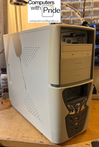 Beige With Grey Bottom Half ATX Mid-Tower Computer Case