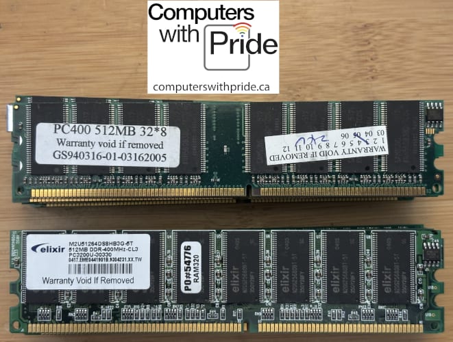 DDR PC3200 400MHz 512MB Non-ECC 184-PIN Memory