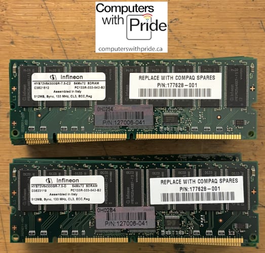 Infineon PC-133R-333-542-B2 SDRAM 512MB Registered Memory