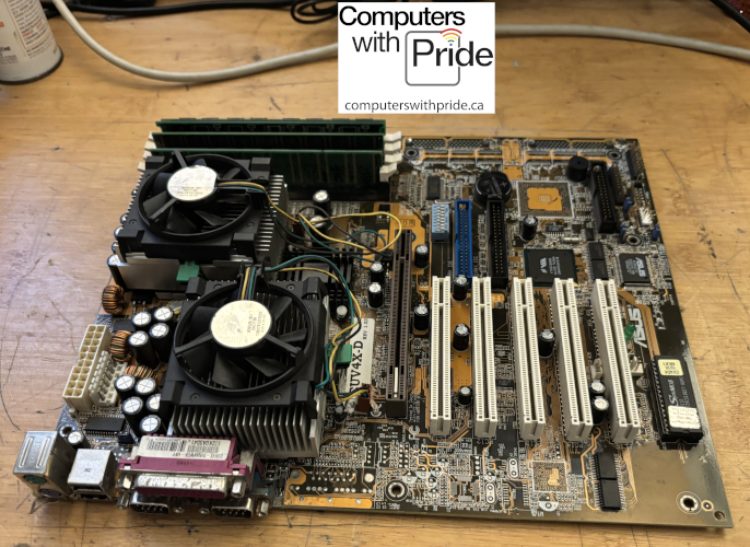 ASUS CUV4X-D Rev 1.03 Dual Socket 370 ATX Motherboard Pentium III 1.0GHz 256MB RAM